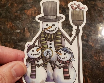 Snowmen Die Cut 4 Inch Vinyl Sticker