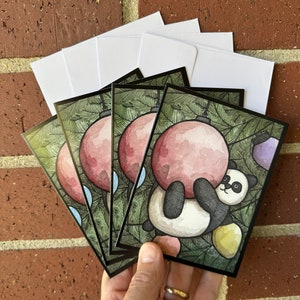 Panda Christmas Set of 4 Christmas Cards With Envelopes image 1