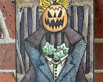 Original Painting - Pumpkin Head