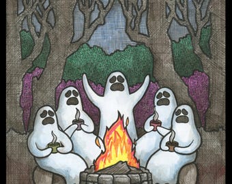 8x8 signed Ghost Camping Print