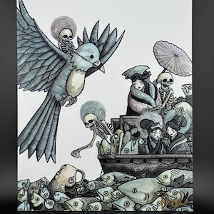 Skeleton Riding Bird Signed 8x10 Print