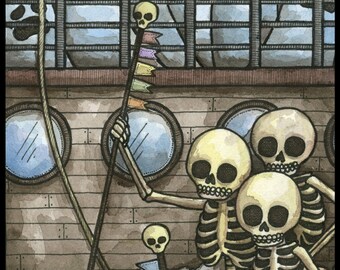 Skeletons and Ghosts on a Boat - Signed 8x10 Print