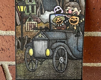 Original Painting - Pumpkin Car