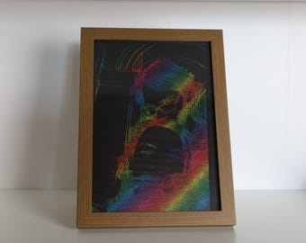 Personalisiertes Kratzbild im Rahmen - Foto auf Kratzpapier - Geschenk Porträt A5 Handgefertigt