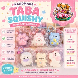 Handmade Premium Taba Squishy | Super Soft Kawaii Sensory Toy | Cute Stress Relief Gift | Collectible Desk Decor