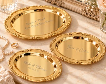 Personalized Jewelry Tray, Custom Engraved Vanity Tray, Gold Silver Ring Dish, Wedding Ring Tray, Bridesmaid Gift, Perfume Tray
