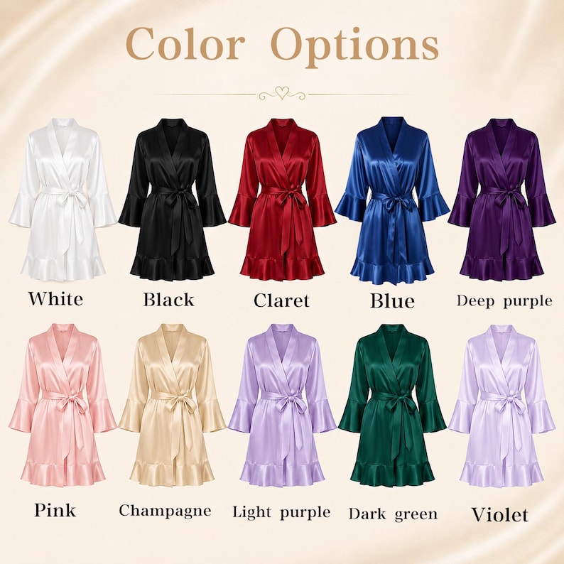 Purple bridal robes and slippers - purple satin bridal robe