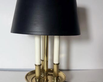 Vintage Leviton Brass Bouillotte Table Lamp – Original MCM Hollywood Regency