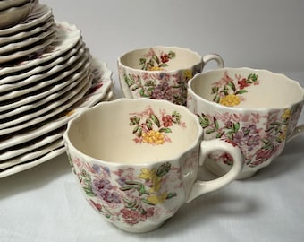 Vintage Copeland Spode Fairy Dell Dinnerware Set | Floral Earthenware Service