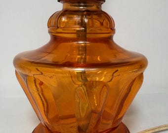 Vintage Amber Glass Table Lamp: C.N. Burman Co. MCM Accent Light