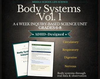 Body Systems Unit Study | Middle School Life Science | Hands-On Homeschool Curriculum | ADHD-Friendly