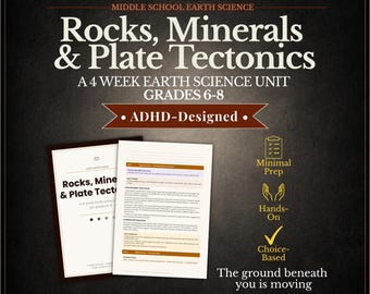Rocks Minerals & Plate Tectonics Unit | Middle School Earth Science | Geology Activities ADHD-Friendly