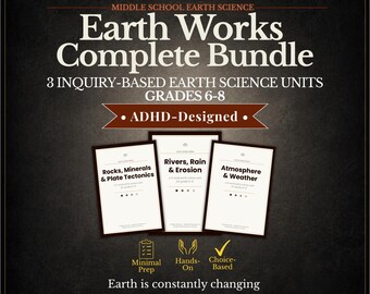 Earth Science Bundle | Middle School Curriculum | Geology Weather Water Cycle & Earth Systems ADHD-Friendly