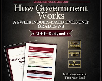The Civic Lab: How Government Works | Civics Unit Study | Grades 7-8 | PDF