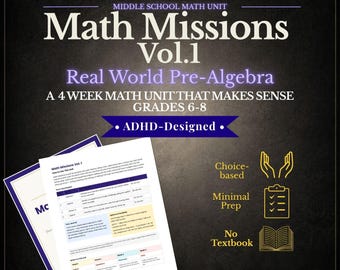 Middle School Math Curriculum | Pre-Algebra Through Real-World Projects | Grades 6–8 | Hands-On Math Unit | Math Missions Vol 1