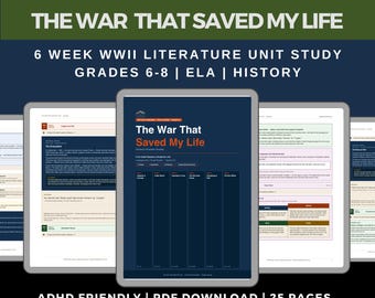 War That Saved My Life Language Arts Unit Study | Middle School | No Prep PDF | ADHD Friendly