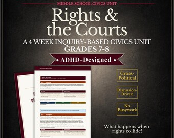 The Civic Lab: Rights & the Courts | Civics Unit Study | Grades 7–8 | Homeschool PDF | ADHD