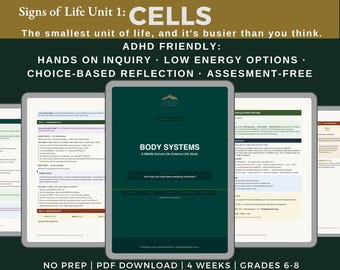 Cells Unit Study: Life Science Curriculum for Grades 6-8 |ADHD Friendly (PDF Download)
