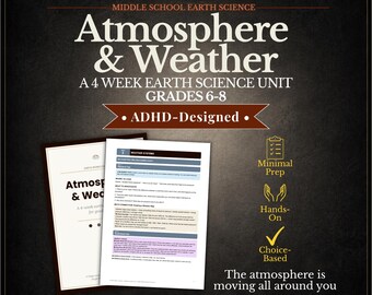 Atmosphere & Weather Unit | Middle School Earth Science | Climate and Weather Activities ADHD-Friendly