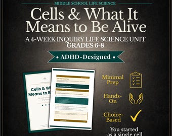 Cells Life Science Unit | Middle School Curriculum | Hands-On Cell Biology Grades 6–8 | ADHD-Friendly