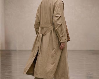 Gabardina RIVAVIVA, abrigo largo ligero con brillo de seda, prenda de abrigo extragrande en color beige y azul para primavera y otoño.