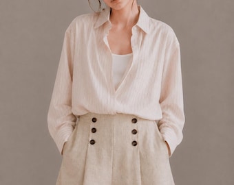 Button Front Linen Shorts