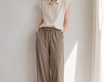 Pantalones anchos de rayas