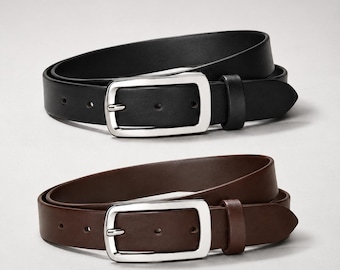 Premium Genuine Leather Belt | Minimalist Slim Belt | Black & Brown | 42" x 1"