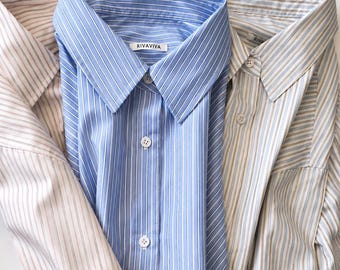 Camisa extragrande de Tencel con rayas pastel