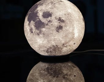 Moon Lamp 3D Printed – Realistic Lunar Light – LED Night Lamp – Space Decor – Galaxy Gift – Ambient Bedroom Light