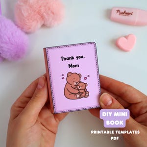 Mini libro "Grazie mamma" fai da te | Regalo stampabile per la festa della mamma | Modello modificabile | Regalo fatto a mano per la mamma | Download PDF di un lavoretto per bambini