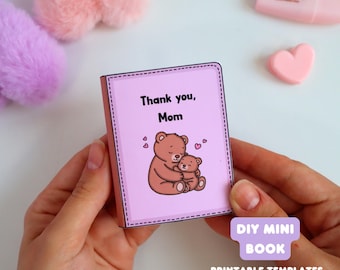 DIY Thank You Mom Mini Book | Printable Mother's Day Gift | Editable Template | Handmade Gift for Mom | Kids Craft PDF Download