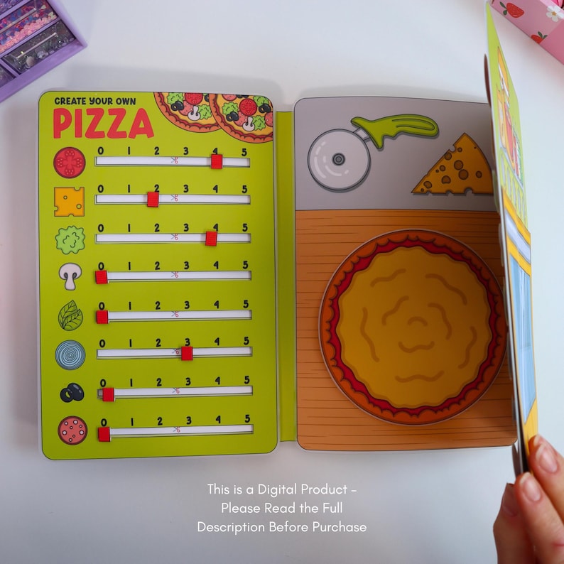 Pizza Shop Quiet Book Printable for Kids | Create Your Own Pizza Restaurant | Pretend Play Pizzeria Activity | Interactive PDF Download image 12