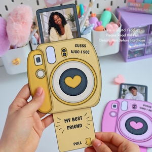 Printable Pull-Out Photo Card Template, Editable Canva Gift, DIY Polaroid Card, Mother's Day, Best Friend, Personalized Photo Card image 2