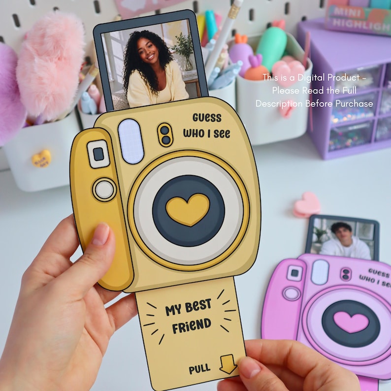 Printable Pull-Out Photo Card Template, Editable Canva Gift, DIY Polaroid Card, Mother's Day, Best Friend, Personalized Photo Card image 2