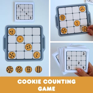 Cookie Counting Game Printable, Preschool Math Activity, Number Recognition 1-9, Counting Game for Kids, Kindergarten Learning PDF