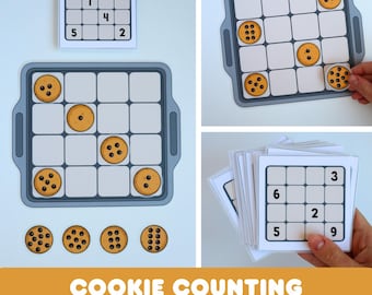 Cookie Counting Game Printable, Preschool Math Activity, Number Recognition 1-9, Counting Game for Kids, Kindergarten Learning PDF