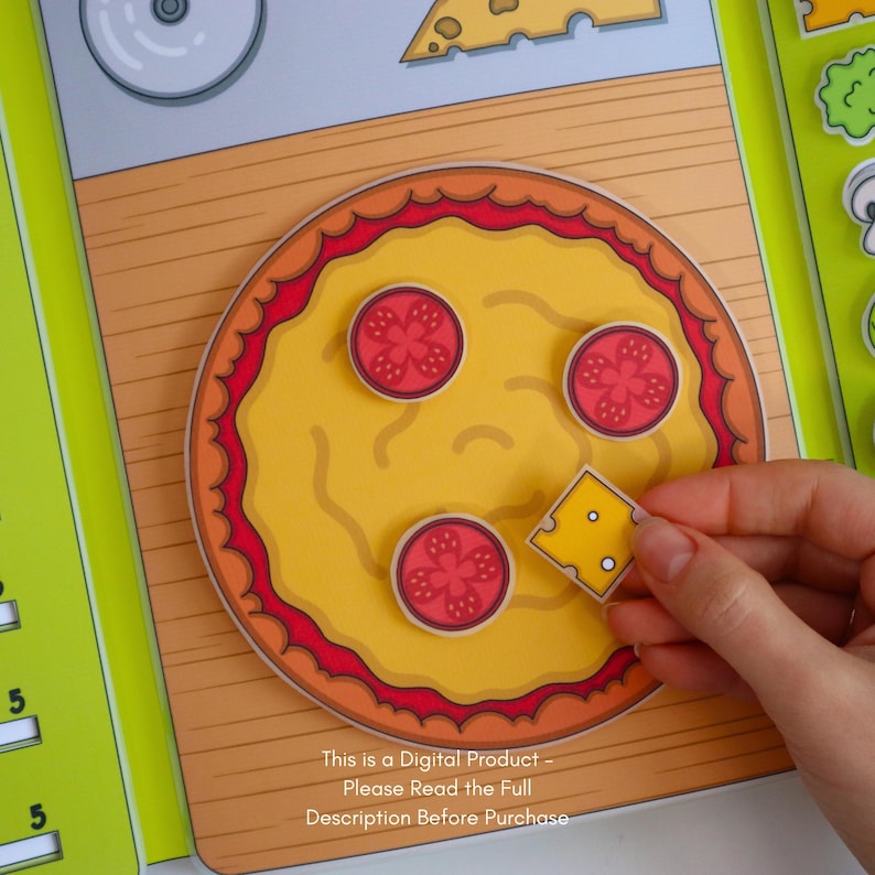 Pizza Shop Quiet Book Printable for Kids | Create Your Own Pizza Restaurant | Pretend Play Pizzeria Activity | Interactive PDF Download image 15