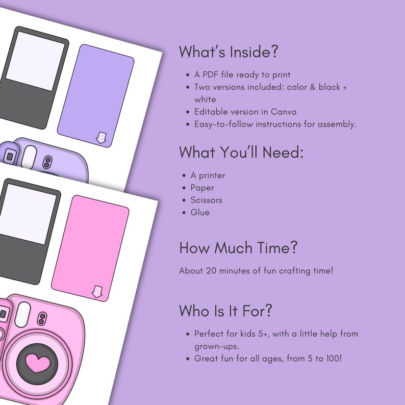 Printable Pull-Out Photo Card Template, Editable Canva Gift, DIY Polaroid Card, Mother's Day, Best Friend, Personalized Photo Card image 9