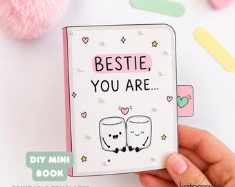Best Friend Gift Printable, DIY Mini Book for Bestie, Friendship Gift, BFF Birthday Gift, Printable Friendship Book, Handmade Gift PDF