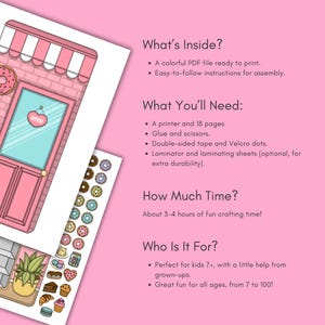 Printable Donut Shop Paper Play Set | Pretend Play for Kids | Printable Paper Doll | Digital Download | Kids Craft Activity image 9