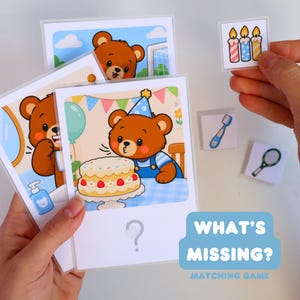 Preschool Matching Game Printable, What’s Missing Activity, Toddler Learning Game, Logical Thinking & Visual Discrimination, Busy Book PDF