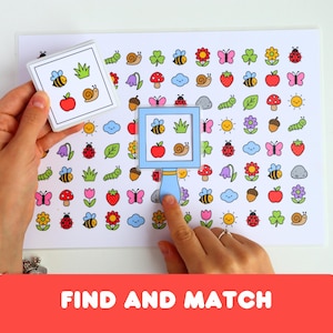 Find and Match Printable Game for Kids, Visual Discrimination Activity, Preschool Search and Find Game, Attention & Matching Activity