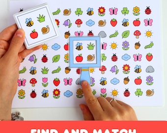 Find and Match Printable Game for Kids, Visual Discrimination Activity, Preschool Search and Find Game, Attention & Matching Activity