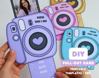 Printable Pull-Out Photo Card Template, Editable Canva Gift, DIY Polaroid Card, Mother's Day, Best Friend, Personalized Photo Card