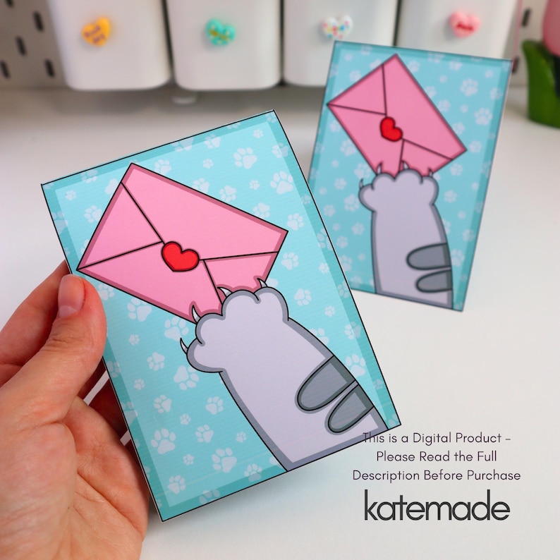 Printable Pop up Card Template | DIY Cat Card | Cute Printable Gift ...