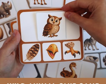 Wild Animal Guessing Game Printable, 3 Clues Animal Matching Activity, Preschool Learning Game, 48 Animal Cards PDF