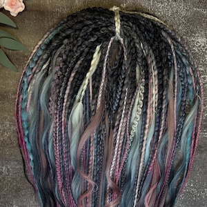 Pink Blue Dreadlock Set, SE DE Braids Curls | Boho Festival