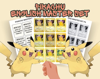 Engelse Pikachu-masterset tijdelijke aanduidingen voor bindmiddelen | incl. alle varianten en cameeën