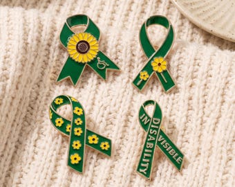 Disability Awareness Ribbon Brooch Pin, Sunflower Lapel Badge, Invisible Disability Support Pin, Inclusion Advocate Gift
